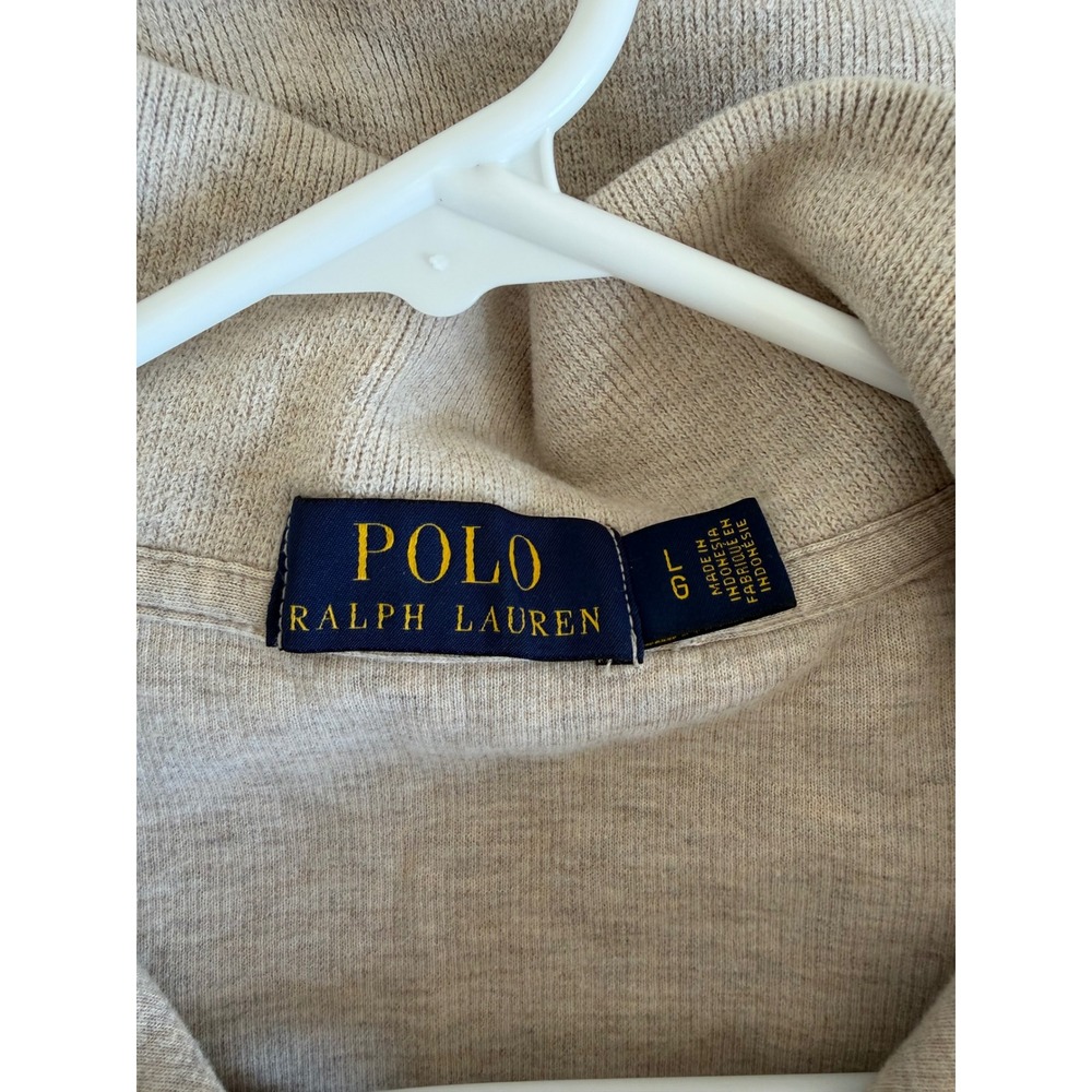 Polo Ralph Lauren Mens Quarter Zip Pullover Sweater Oatmeal Heather Beige Large - Picture 3 of 3